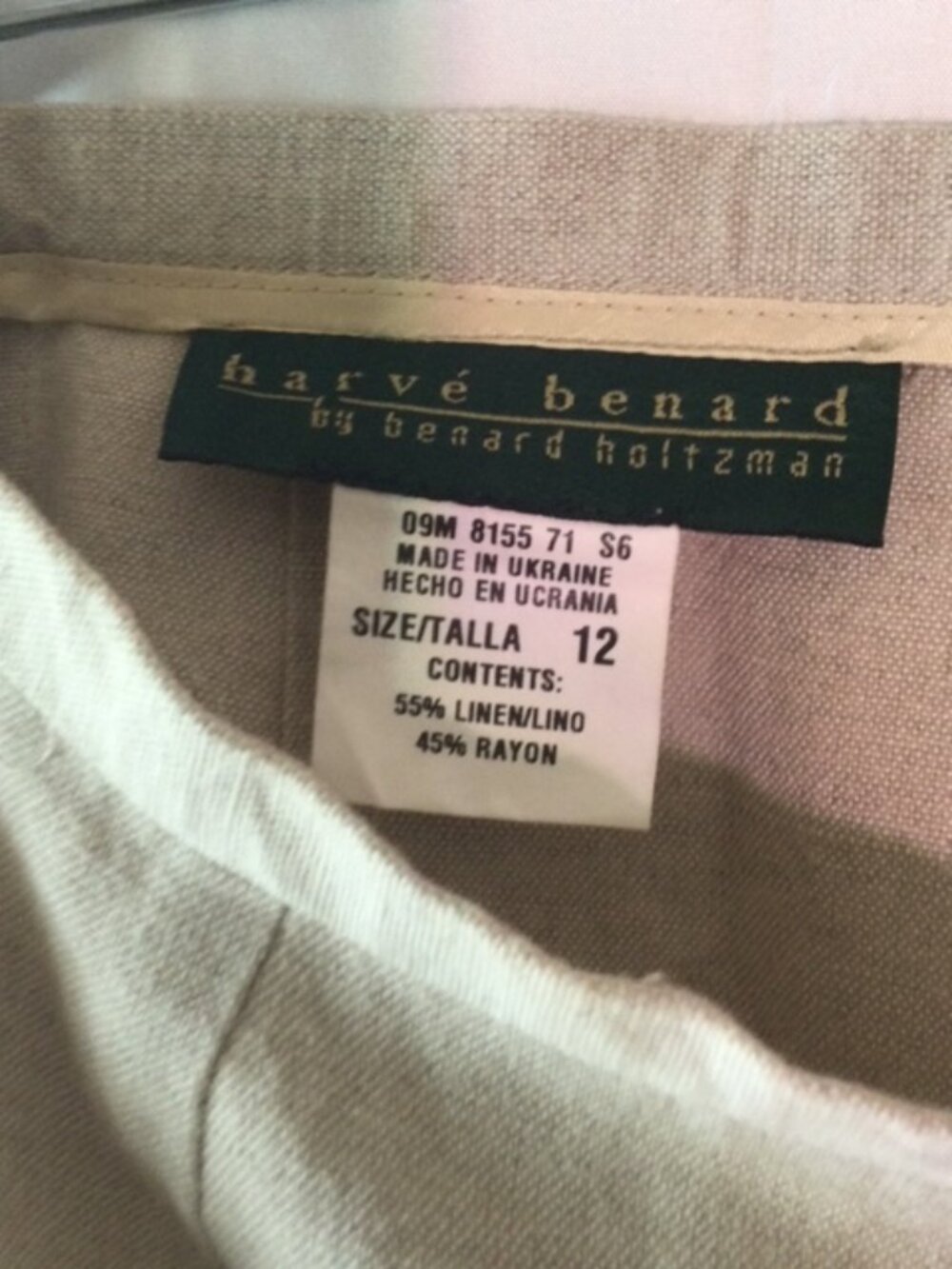 Harvé Benard Linen Blend A-Line Midi Skirt Beige Size 12 - Picture 2 of 3